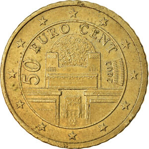 [#910936] Austria, 50 Euro Cent, 2002, BC+, Latón, KM:3087