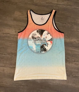 San Diego Herren Tank Top T-Shirt Gr. Large Bunt Surf Strand Grafikdruck - Bild 1 von 4