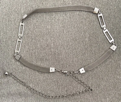 Woman's Silver Tone Stainless Steel Mesh Chain Belt Adjustable Lobster Closure M - Image 1 of 4