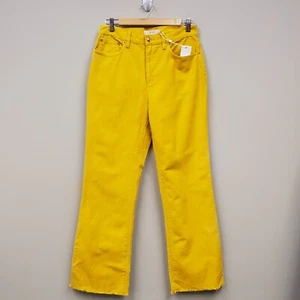 Tory Burch Boot Cut Denim Pants Raw Hem Gold Crest Sz 29 NWT - Picture 1 of 10