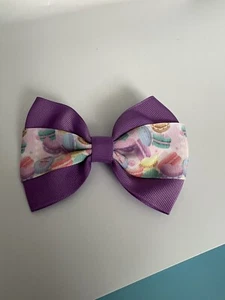 4.5” Purple Cookie Hair Bow Clip - Picture 1 of 3