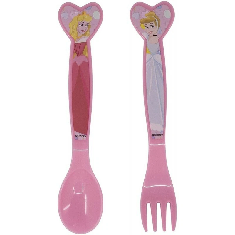 Cubiertos Princesas Disney Set Tenedor Y Cuchara de Plástico Bpa Free - Imagen 1 de 2