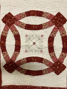 Red Floral & Embroidered Quilted Pillow Sham Standard Size - Picture 1 of 4