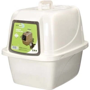 Enclosed Cat Litter Box White, LG - Picture 1 of 13