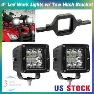 2x 4" pulgadas LED Luz de Trabajo Barra de Conducción Niebla 4x4 SUV ATV Barco + Soporte de Enganche de Remolque - Imagen 1 de 12