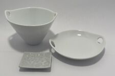 crate & barrel white porcelain Noodle Or Rice bowls Dipping Plate Lot Of 3
