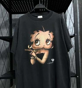 Vintage Betty Boop Cartoon Tee 1997s Basic Black Unisex Tshirt S-5XL KH14136 - Picture 1 of 2