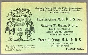 [Denver]  Dental Trade Card Featuring Odozone Microbe Killer  Circa 1891 - Picture 1 of 2