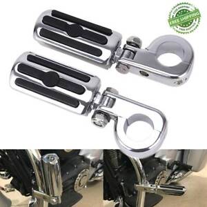 1 1/4" Chrome Engine Guard Mounts Clamps Highway Foot Pegs Footrest For Harley