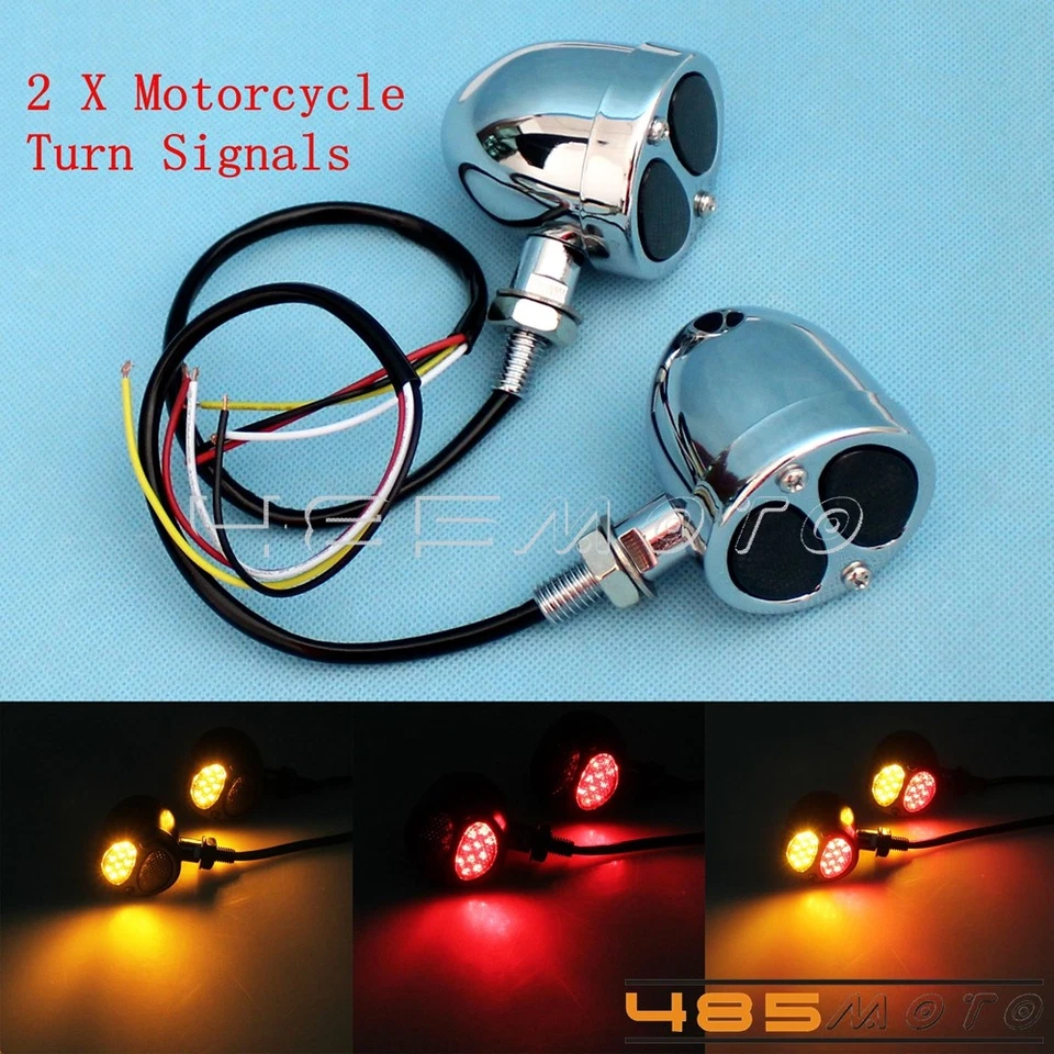 2X Luz trasera LED de freno de señal de giro 3 en 1 para motocicleta Harley Chopper Bobber Foto 1 de 4