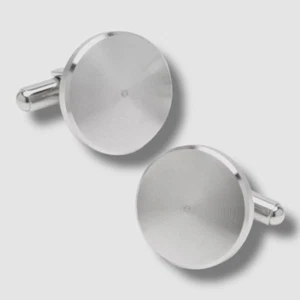 $89 Ox & Bull Men's Silver Brushed Radial Stainless Steel Cufflinks - Picture 1 of 1