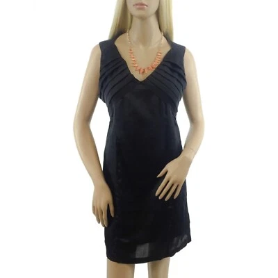 NWT Esley Black Pleated Bodice Sleeveless V-Neck Dress - Image 1 of 4