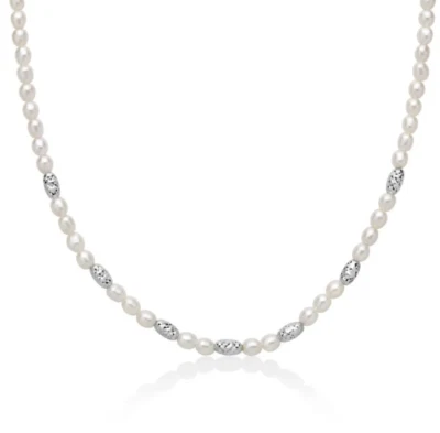 Collana Miluna Donna Argento 925 Boule Ovali Sfaccettate Perle 4-4,5 _PCL6656B - Immagine 1 di 2