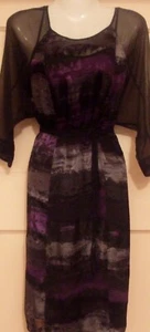MONSOON BLACK & PURPLE COCKTAIL DRESS SIZE 8, 10 & 12 - Picture 1 of 4