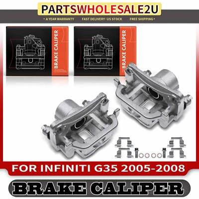 2x Rear Left & Right Brake Calipers w/ Bracket for Infiniti Nissan G35 G37 M35 - Image 1 of 4