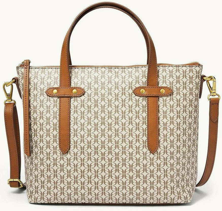 Fossil Felicity Signature Satchel Crossbody Bag Taupe Tan SHB2312939