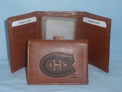 MONTREAL CANADIENS Leather TriFold Wallet NEW brown 3 k - Image 1 of 4