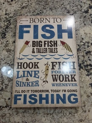 Colgante de pared para peces decoración de pared Born to Fish Foto 1 de 4
