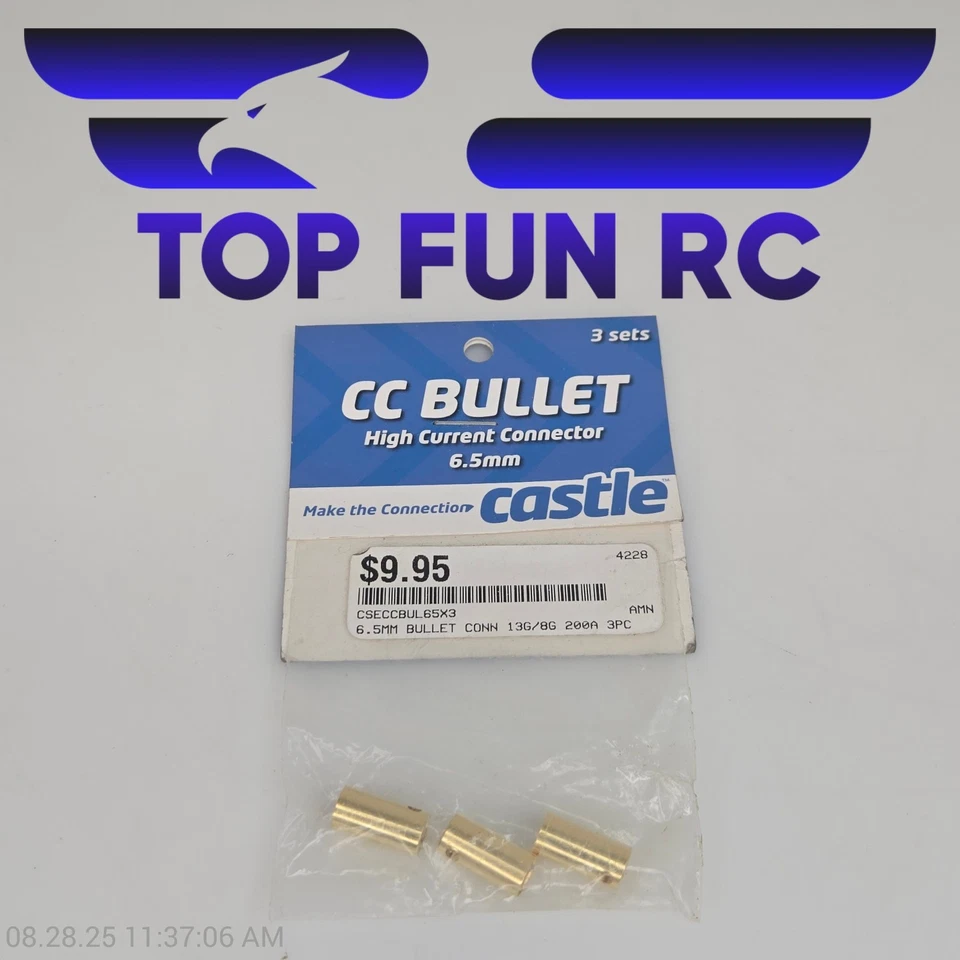 Castle CSECCBUL65X3 6.5mm Bullet Connector 13G/8G 200A 3pc - Image 1 of 1