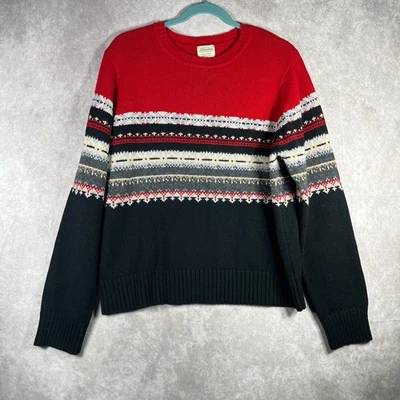 Suéter De Colección St. John's Bay Para Mujer L Rojo Negro Fair Isle Lana de Cordero Hong Kong Foto 1 de 4