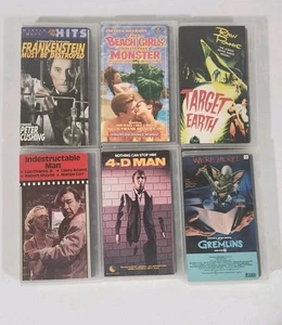 VHS Old Horror Tape Lot 4D Man Gremlins Beach Girls & The Monster Frankenstein - Picture 1 of 4