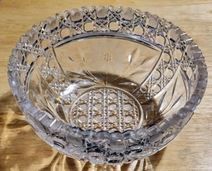 Antique McKee Innovation Bowl Crystal Glass Daisy and Cane Pattern 8.25” in EUC - Picture 1 of 6