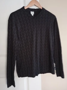Armani Collezioni T-Shirt Herren L Schwarz Logo Pullover Langarm Rundhals - Bild 1 von 4