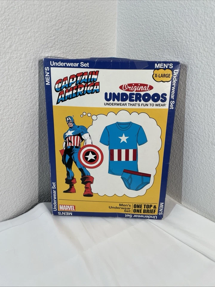 男式 X-Large Captain America UNDEROOS 内衣裤和 T 恤套装漫威新品 — 第 1/4 张图片