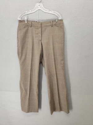 Worthington Women P Beige Plaid Stretch Straight Leg Modern Fit Classic Pants - Image 1 of 4