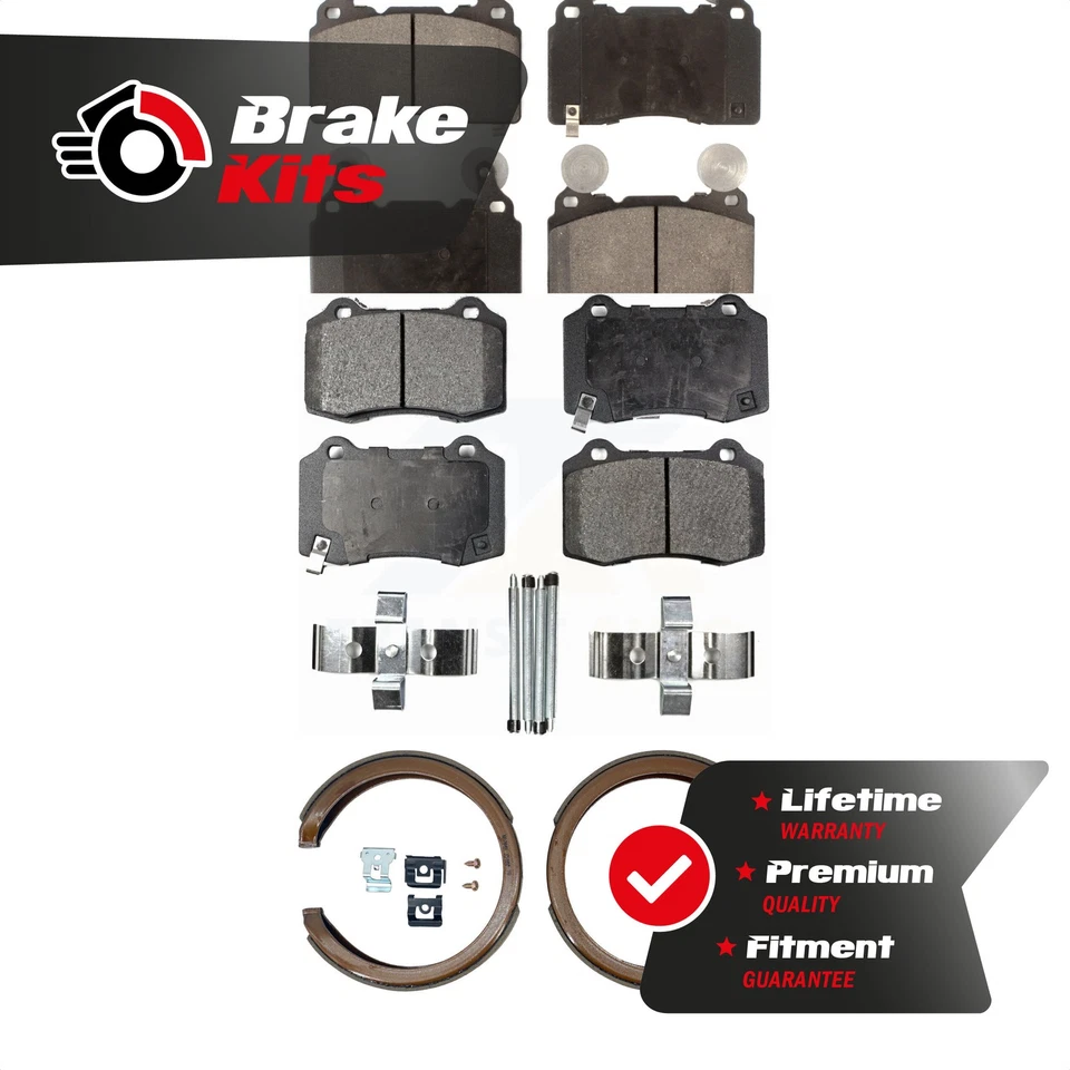 Front Rear Semi-Metallic Brake Pads Parking Shoes Kit For 2015-2017 Chevrolet SS - Image 1 of 1