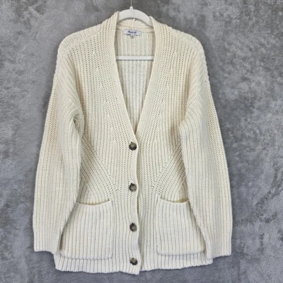 Madewell Cardigan Sweater Womens Medium Ivory Button Front Knit Pockets MI1594 - Image 1 of 4