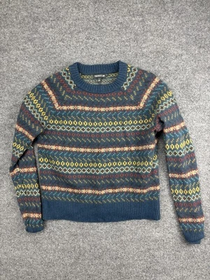 Toad&Co Sweater Womens Large Blue Fair Isle Wool Blend Crewneck Knit Pullover - Image 1 of 4