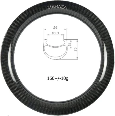 12 Inch BMX Folding Bicycle Carbon Rim Clincher Tubeless 26* 25mm Ring 3K/UD/12K - Image 1 of 4