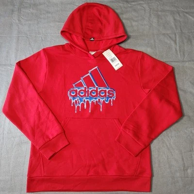 Moletom com capuz Adidas masculino logotipo pintado L 14/16 novo com etiquetas - Imagem 1 de 4