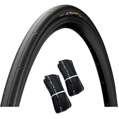 2X Continental Ultra Sport III 700x25/28C Folding Road Bike Bicycle Tyres Black - image 1 of 4
