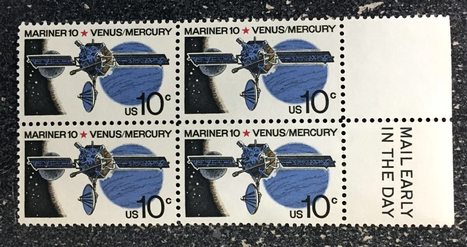 US1975 #1557 10c Mariner 10 Venus & Mercury - Mail Early Block of 4  mint space - Image 1 of 1