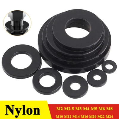 GOO BETTTER Arandelas espaciadoras de nailon negras arandelas de plástico espaciadoras