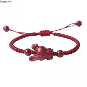 Red Cinnabar Chinese Zodiac Bracelet Gemstone Bangle Jewelry Accessories - Picture 1 of 19
