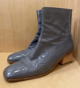 Paloma - Wool Brand Patent Leather Slate Blue "Em Square Toe Booties-Size 10 USA - Picture 1 of 8