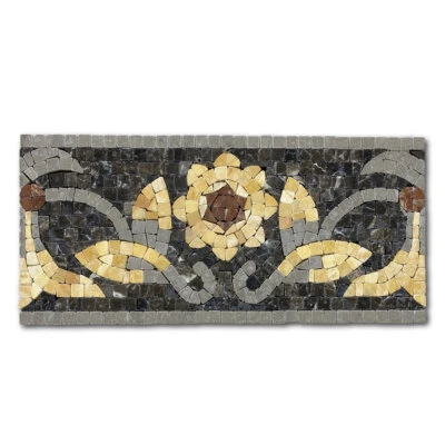 B0041T Marble Mosaic Border Listello Tile Wintersweet Gold 5.5x12 Tumbled - Image 1 of 4