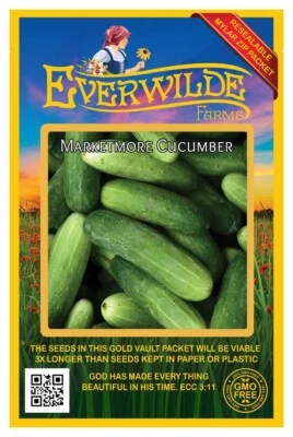 1 Oz Marketmore 76 Cucumber Seeds - Everwilde Farms Mylar Seed Packet - Image 1 of 3