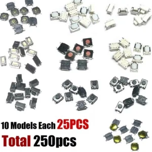 250pcs Microbotón 10 Tipos Control Remoto Llave SMD SMT Botón Microinterruptor - Imagen 1 de 6