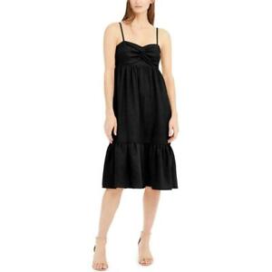 INC Womens Shift Dress Deep Black Size XS Twist-Front Flutter-Hem $99 207