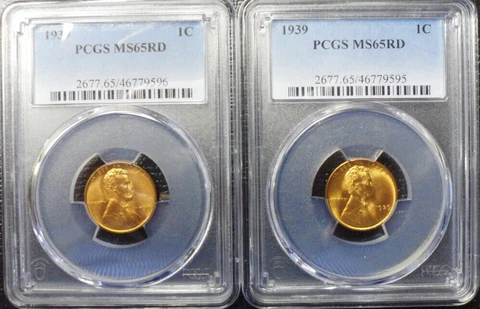 1939-P Lincoln Wheat Cent PCGS MS 65 RED Cover