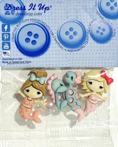 DRESS IT UP BUTTON EMBELLISHMENTS ~MERMAID KISSES (SHANKS ON THE BACK) E16 - Picture 1 of 3