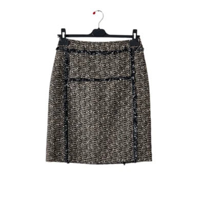 Tory Burch Tweed Mini Pencil Skirt Size 6 in Brown / Tan Wool Blend - Image 1 of 4