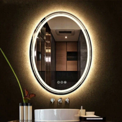 Large Antifog Oval LED Bathroom Mirror Wall Makeup Shaving Mirror Light Dimmable - image 1 of 4
