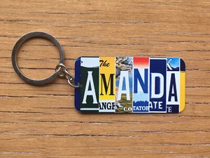 Amanda Metal Keychain Name Key Ring License Plate Keychain Key Fob Embossed - Picture 1 of 1