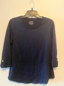 **NEW** Chico's Utility Top Classic Navy Blue Quarter Sleeves Size XS 00 - Picture 1 of 3