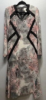 Tally Taylor Women’s Pink/Black Animal Print Size 8 Long Sleeve Maxi Dress - Image 1 of 4